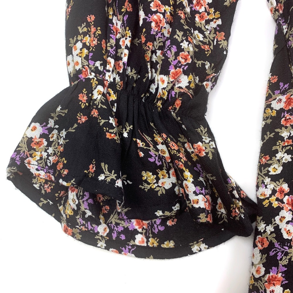 Sonmer‎ Lola Dress Sz XL Black Floral Ankle Length Ruffled Midi Asymetric V Neck - Picture 10 of 16